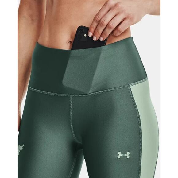 UNDER ARMOUR Project Rock Ankle Crop Leggings Toddy Green | Medium - Picture 11 of 11